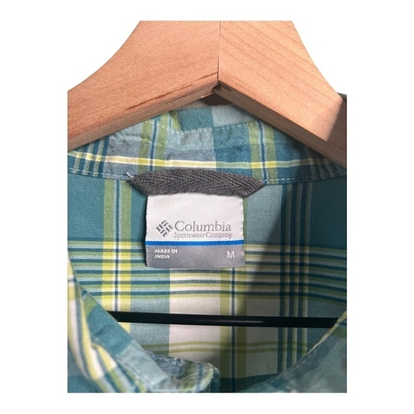 COLUMBIA Green Plaid Trail Short Sleeve Casual Button Front Shirt Size M NEW - Picture 4 of 13
